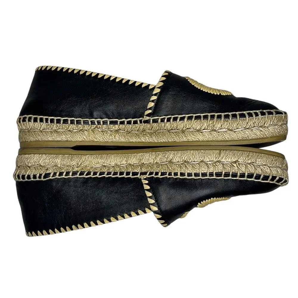 Gucci Charlotte Interlocking G Nappa Leather Espadrille EU 37 Square Toe